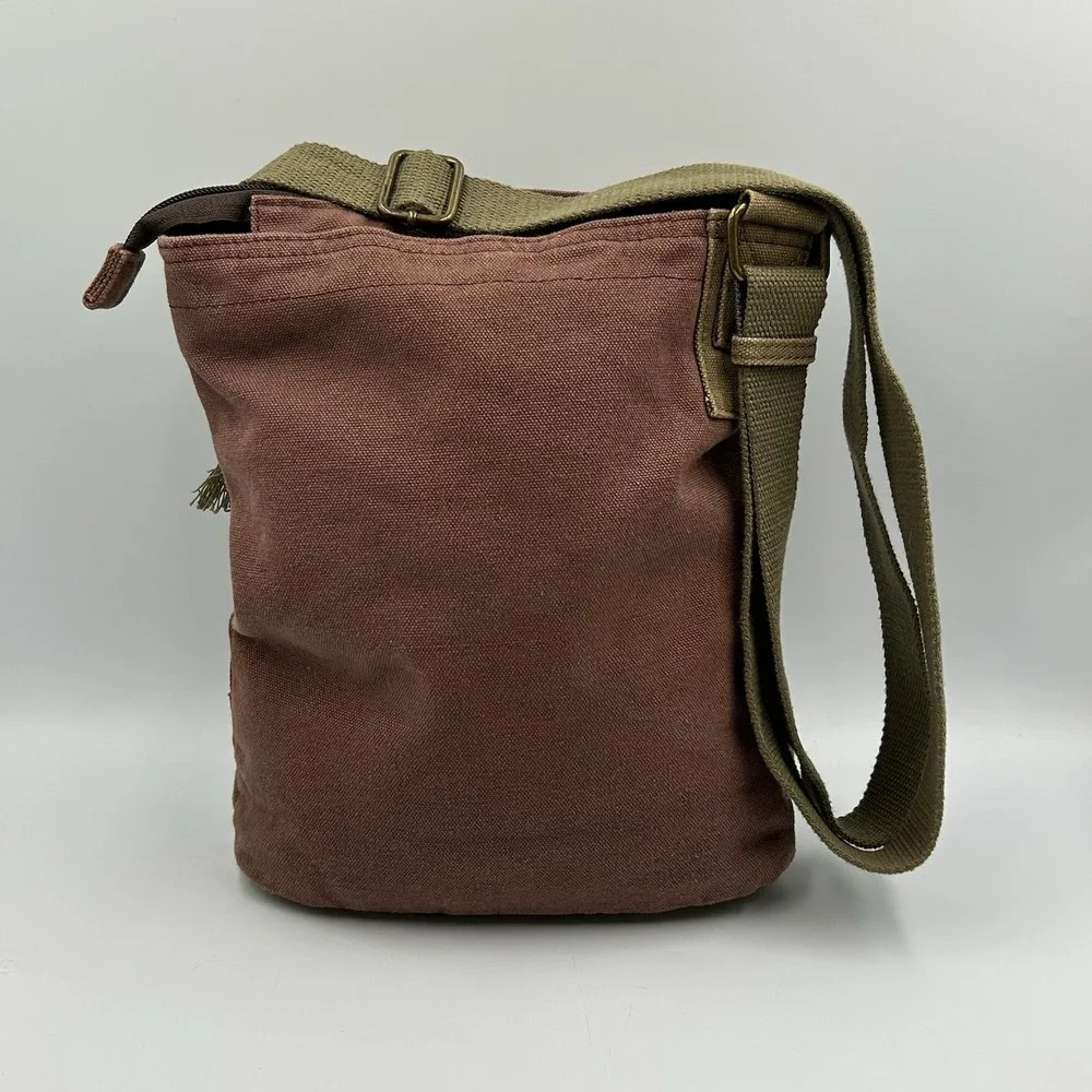 CHALA Patch Crossbody Shoulder Messenger Bag Handbag Purse Olive Khaki Plum EUC‎ - Picture 13 of 16